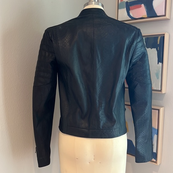 NWOT J Brand Snakeskin-embossed Leather Moto Jacket | size Small - Picture 7 of 8